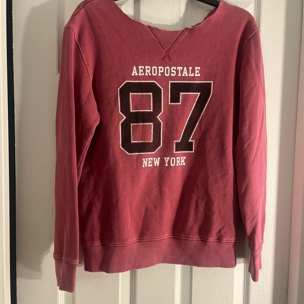 Aeropostale Maroon 87 Graphic Sweatshirt (Cut collar) - Picture 2 of 3
